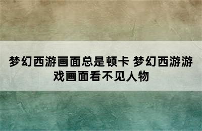 梦幻西游画面总是顿卡 梦幻西游游戏画面看不见人物